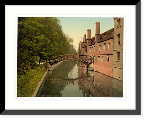 Historic Framed Print, Queens College Bridge Cambridge England,  17-7/8" x 21-7/8"