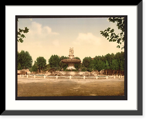 Historic Framed Print, The round fountain Aix Provence France,  17-7/8" x 21-7/8"