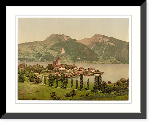 Historic Framed Print, Spiez and Lake of Thun Bernese Oberland Switzerland,  17-7/8" x 21-7/8"