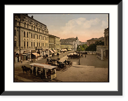 Historic Framed Print, Theaterplatz Bukharest Roumania,  17-7/8" x 21-7/8"