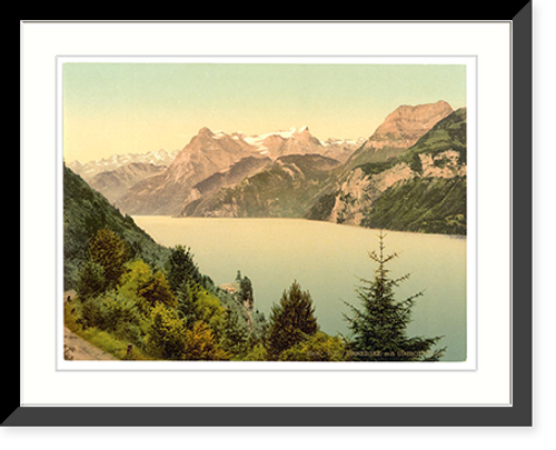 Historic Framed Print, Urnersee and Urirotstock Lake Lucerne Switzerland,  17-7/8" x 21-7/8"