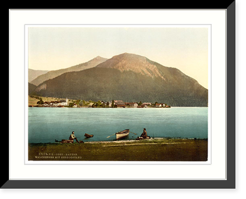 Historic Framed Print, Walchensee with Herzogstand Upper Bavaria Germany,  17-7/8" x 21-7/8"