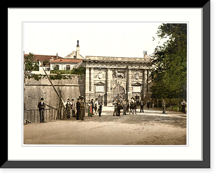 Historic Framed Print, Zara Arch Terra Firma (i.e. Porta di Terraferma) Dalmatia Austro-Hungary,  17-7/8" x 21-7/8"