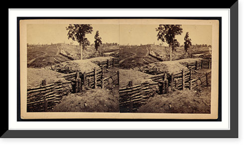 Historic Framed Print, Rebel lines N.W. of the city between the W. & A. R.R. and Peach Tree Street Atlanta Ga. Nov. 1864,  17-7/8" x 21-7/8"