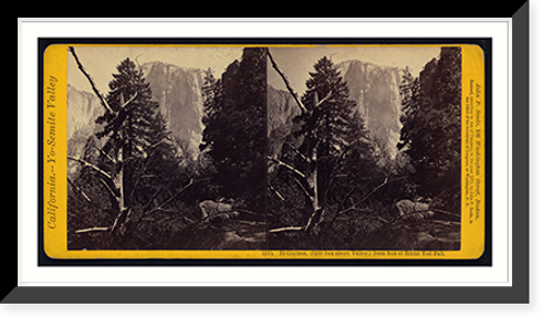 Historic Framed Print, El Capitan (3100 feet above valley) from foot of Bridal Veil Fall,  17-7/8" x 21-7/8"