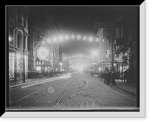 Historic Framed Print, [King Street lights at night, Charleston, S.C.],  17-7/8" x 21-7/8"