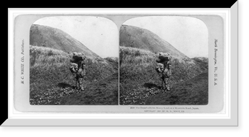 Historic Framed Print, The dwarf with his heavy load on a mountain road Japan,  17-7/8" x 21-7/8"