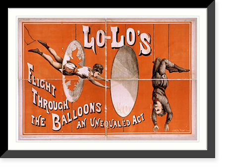 Historic Framed Print, Lolos flight through the balloons an unequaled act.,  17-7/8" x 21-7/8"