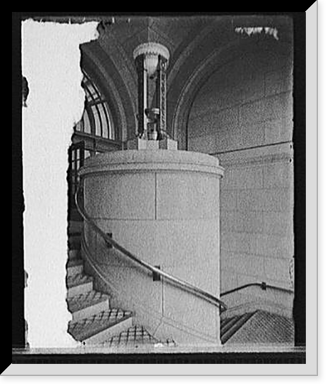 Alabaster lamps, vestibule, stairs, Chicago & North Western Railway station, Chicago, Ill, Vintage Wall Art