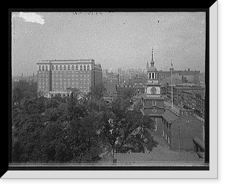Historic Framed Print, [Curtis Publishing Company Building and Independence Hall, Philadelphia, Pa.],  17-7/8" x 21-7/8"