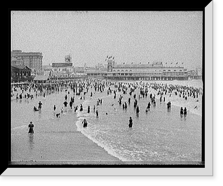 Historic Framed Print, [Bathing at Steeple Chase, Atlantic City, N.J.],  17-7/8" x 21-7/8"