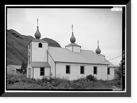 Three Saints Russian Orthodox Church, Kodiak Island, Old Harbor, Kodiak Island Borough, AK - 4, Vintage Print