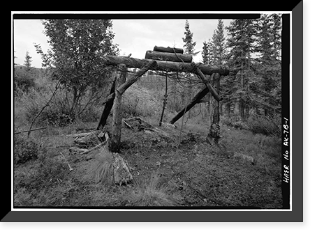Historic Framed Print, A. D. Wilcox Drift Mine, Headframe, Linda Creek near Dalton Highway, Bettles vicinity, Yukon-Koyukuk Census Area, AK,  17-7/8" x 21-7/8"