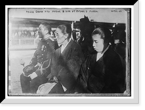 Historic Framed Print, Prince Oyama with mother & wife at father's funeral,  17-7/8" x 21-7/8"