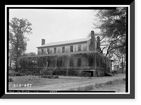 Governor Benjamin Fitzpatrick House, State Route 14 vicinity, Elmore vicinity, Elmore County, AL, Antique Print