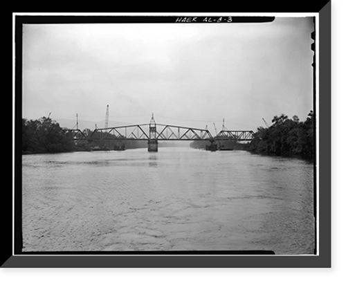 Historic Framed Print, Bridgeport Swing Span Bridge, Spanning Tennessee River, Bridgeport vicinity, Jackson County, AL - 3,  17-7/8" x 21-7/8"
