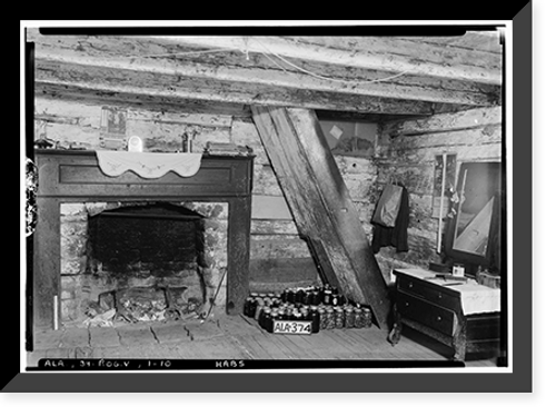 Historic Framed Print, Adam Weaver Log House, U.S. Highway 72, Rogersville vicinity, Lauderdale County, AL - 9,  17-7/8" x 21-7/8"