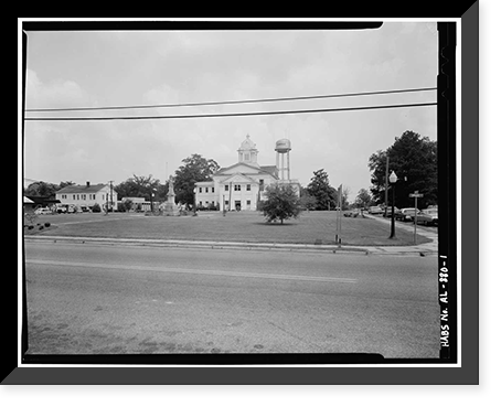 Historic Framed Print, Lowndes County Courthouse, Washington Street at Town Square, Hayneville, Lowndes County, AL,  17-7/8" x 21-7/8"