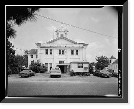 Historic Framed Print, Lowndes County Courthouse, Washington Street at Town Square, Hayneville, Lowndes County, AL - 3,  17-7/8" x 21-7/8"