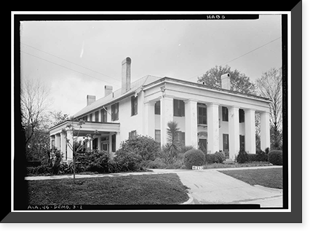 Historic Framed Print, Bluff Hall, 407 North Commissioners Avenue, Demopolis, Marengo County, AL,  17-7/8" x 21-7/8"