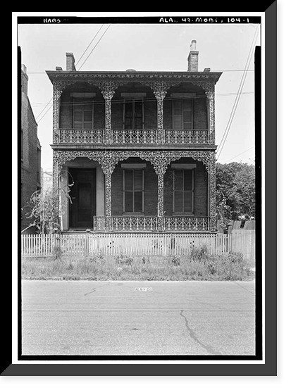 Quigley Twin House (Ironwork), 258 Congress Street, Mobile, Mobile County, AL, Antique Wall Art