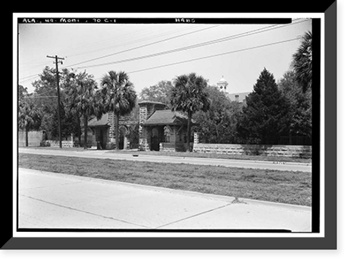Historic Framed Print, Convent of the Visitation, Gates & Wall, Spring Hill Avenue, Mobile, Mobile County, AL,  17-7/8" x 21-7/8"