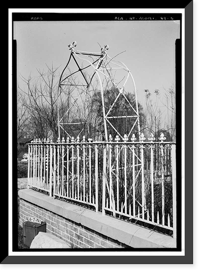 Historic Framed Print, Magnolia Cemetery (Ironwork), Virginia Street, Mobile, Mobile County, AL - 5,  17-7/8" x 21-7/8"