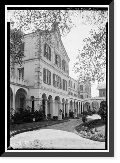 Historic Framed Print, Spring Hill College, Main Building, Old Shell Road, Spring Hill, Mobile County, AL - 8,  17-7/8" x 21-7/8"