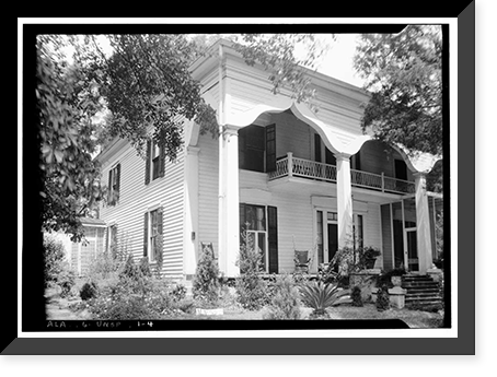 Historic Framed Print, Mrs. Hugh Foster House, 201 Kennon Street, Union Springs, Bullock County, AL - 8,  17-7/8" x 21-7/8"