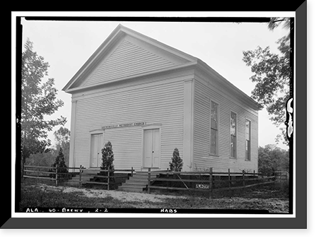 Brewersville Methodist Church, State Route 28, Brewersville, Sumter County, AL, Vintage Print