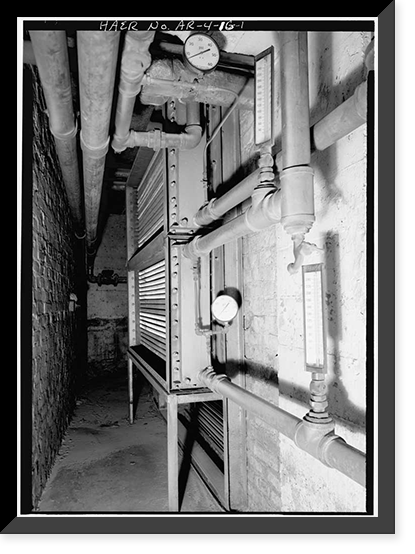 Hot Springs National Park, Bathhouse Row, Buckstaff Bathhouse: Mechanical & Piping Systems, State Highway 7, 1 Mile North of U.S. Highway 70, Hot Springs, Garland County, AR Antique Wall Art Print