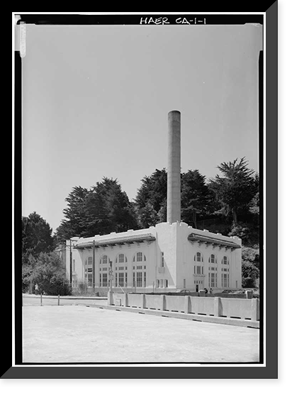 Historic Framed Print, San Francisco Fire Department, Pumping Station No. 2, Van Ness Avenue at Bay, San Francisco, San Francisco County, CA,  17-7/8" x 21-7/8"