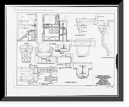 Historic Framed Print, San Francisco Fire Department, Pumping Station No. 2, Van Ness Avenue at Bay, San Francisco, San Francisco County, CA - 47,  17-7/8" x 21-7/8"