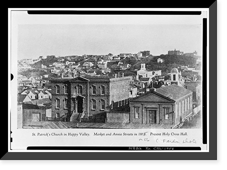 Holy Cross Parish Hall, Eddy Street (moved from Market & Second Streets), San Francisco, San Francisco County, CA, Antique Print