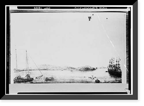 Historic Framed Print, San Francisco, Historic View, 1837, San Francisco, San Francisco County, CA,  17-7/8" x 21-7/8"