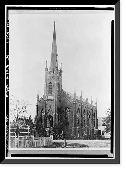 First Baptist Church, Stockton, San Joaquin County, CA, Antique Print
