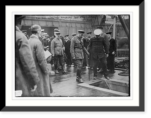 Historic Framed Print, King Geo. inspecting American ship at Liverpool,  17-7/8" x 21-7/8"
