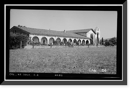Mission Santa Inez, State Highway 150, Solvang, Santa Barbara County, CA - 2, Antique Print