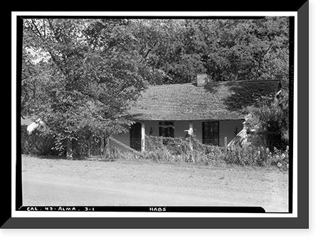 Historic Framed Print, El Adobe Viejo, Almaden Road, New Almaden, Santa Clara County, CA,  17-7/8" x 21-7/8"