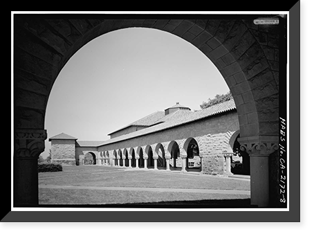 Historic Framed Print, Stanford University Quadrangle, Stanford University Campus, Stanford, Santa Clara County, CA - 8,  17-7/8" x 21-7/8"