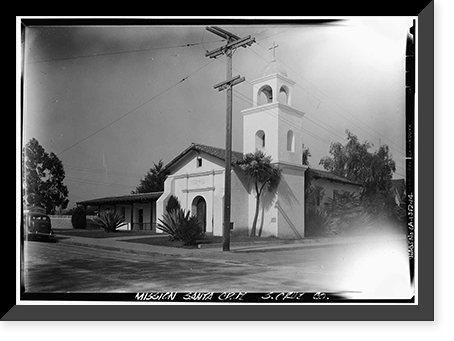 Mission Santa Cruz, Emmet & School Streets, Santa Cruz, Santa Cruz County, CA - 14, Antique Print