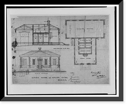 Benicia Arsenal, Guard & Engine House, Benicia, Solano County, CA - 6, Antique Print