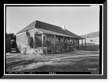 Fort Ross, Russian Barracks, Fort Ross, Sonoma County, CA, Historic Print