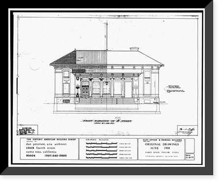 Santa Rosa Post Office & Federal Building, 401 Fifth Street (moved to Seventh Street), Santa Rosa, Sonoma County, CA - 10, Historic Print