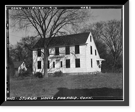Historic Framed Print, Benjamin Sturges House, 13 Rowland Road, Fairfield, Fairfield County, CT,  17-7/8" x 21-7/8"