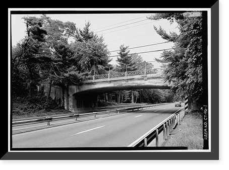 Historic Framed Print, Merritt Parkway, Grumman Avenue Bridge, Spanning Merritt Parkway, Norwalk, Fairfield County, CT,  17-7/8" x 21-7/8"