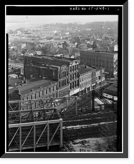 Historic Framed Print, South Main Street, Block 43 (Commercial Buildings), South Main & Washington Streets, South Norwalk, Fairfield County, CT,  17-7/8" x 21-7/8"