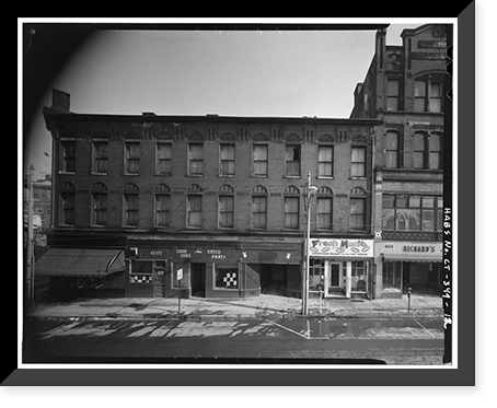 Historic Framed Print, South Main Street, Block 43 (Commercial Buildings), South Main & Washington Streets, South Norwalk, Fairfield County, CT - 12,  17-7/8" x 21-7/8"