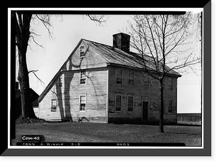 Historic Framed Print, Samuel Moore House, Station 48 - Main Street, Windsor Hill, Hartford County, CT,  17-7/8" x 21-7/8"