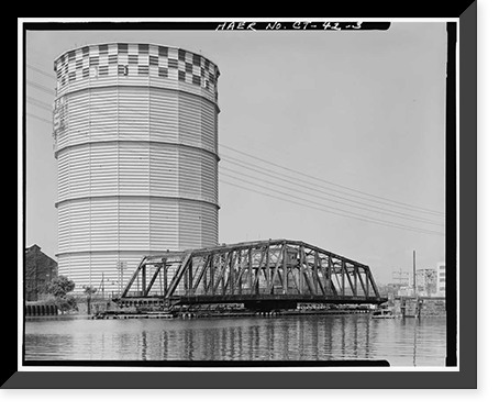 Historic Framed Print, Chapel Street Swing Bridge, Spanning Mill River on Chapel Street, New Haven, New Haven County, CT - 3,  17-7/8" x 21-7/8"